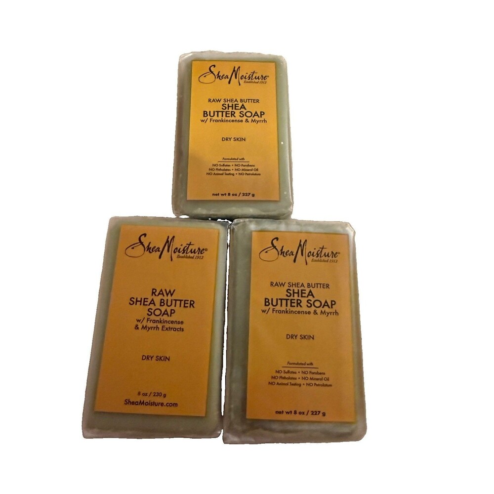 Shea Moisture Raw Shea Butter Soap w/ Frankincense & Myrrh Bar Soap 3 Pack